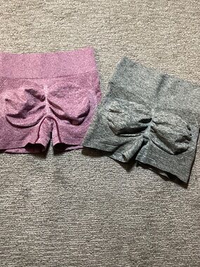 SHEIN Pink and Gray Seamless Athletic Shorts Duo